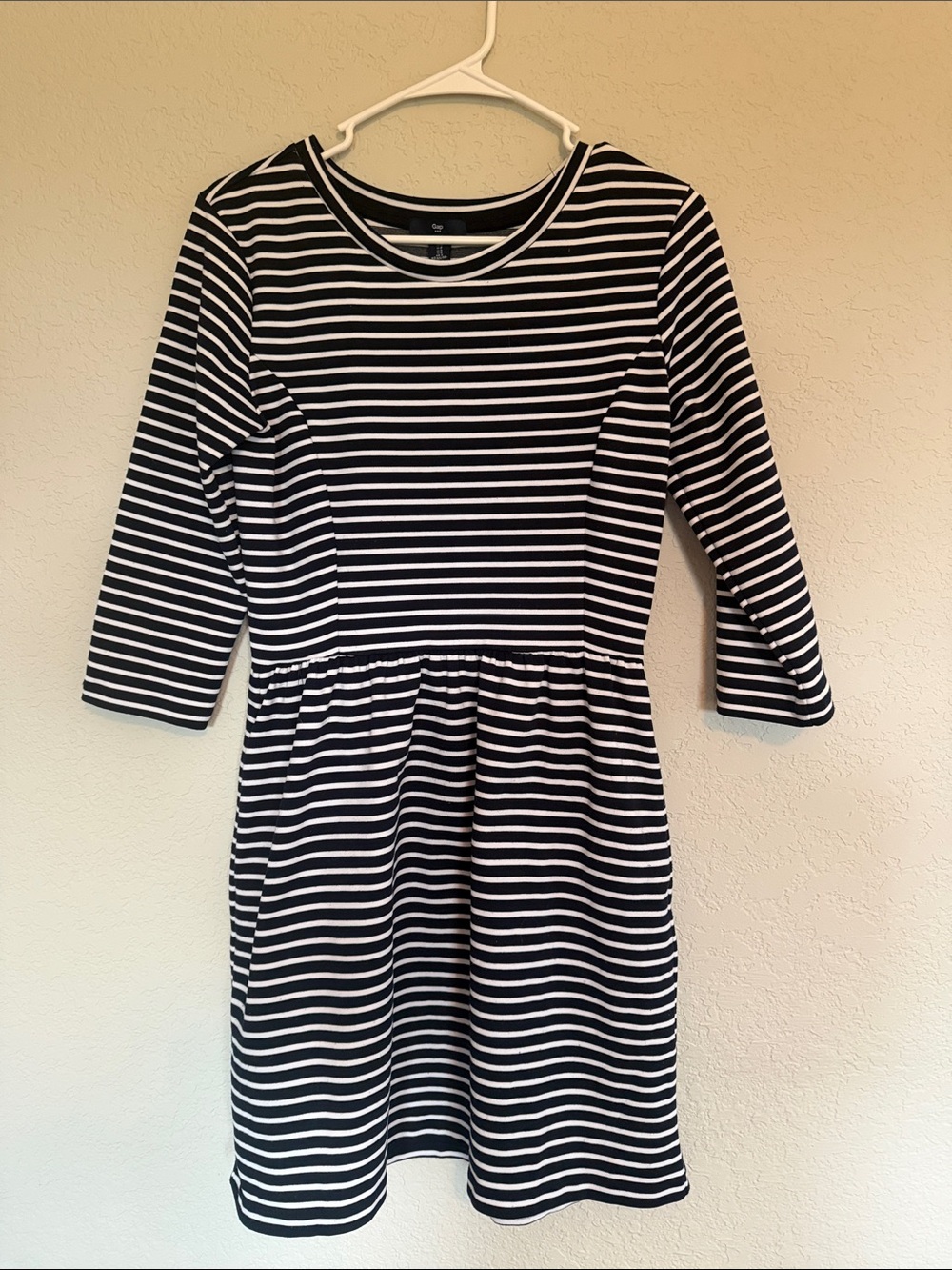 GAP Girls Black and White Striped Casual Dress